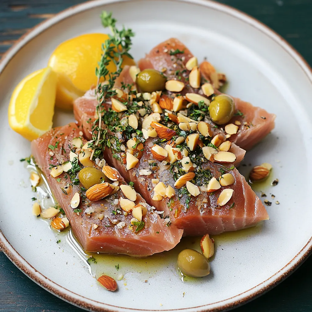 Piatti di pesce con noci e erbe.