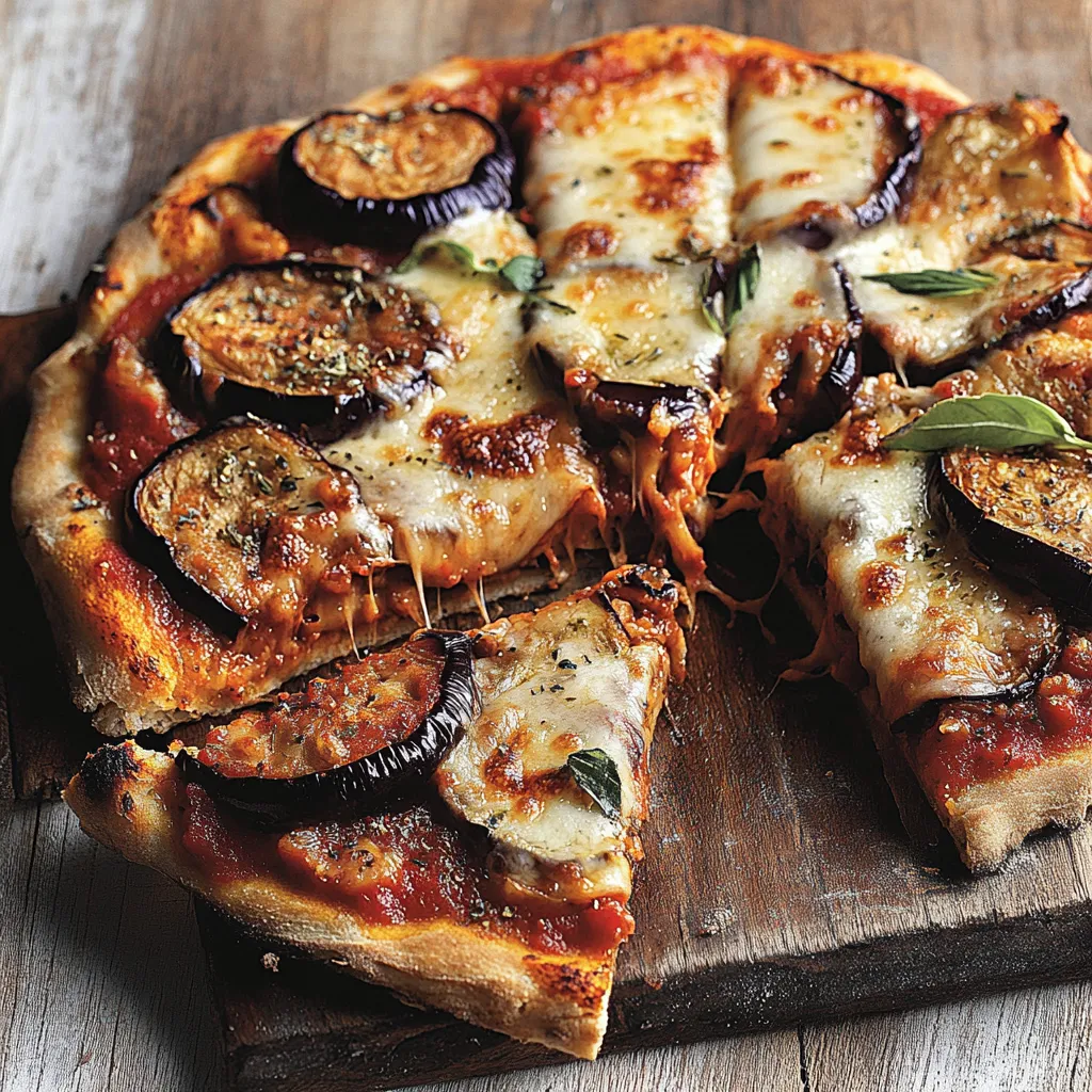 Una pizza con condimenti di pomodoro, zucchine e basilico.