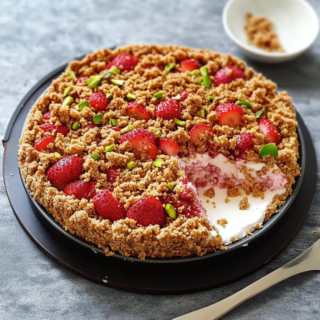 Dessert con crema e frutta fresca.