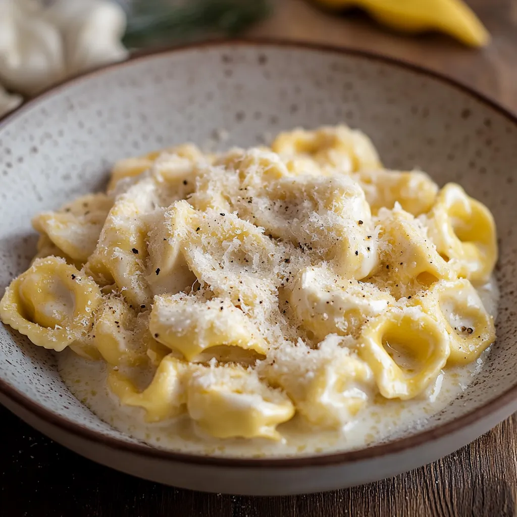 Penne con formaggio e erbe.
