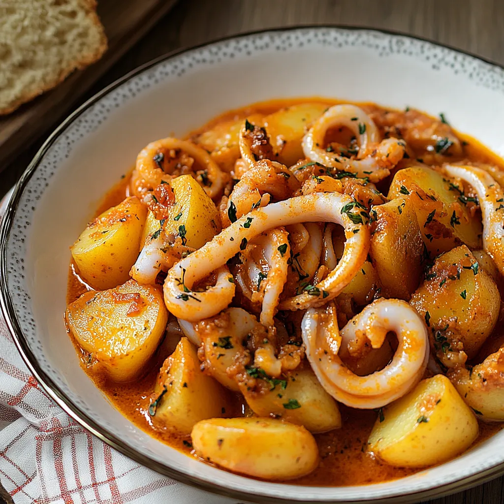 Una ciotola di pasta con ostriche e patate.