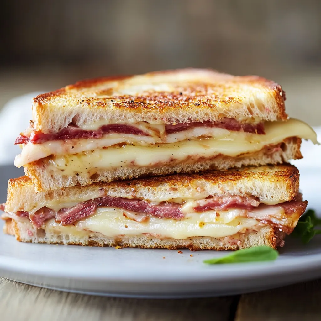 Due panini con formaggio e prosciutto.