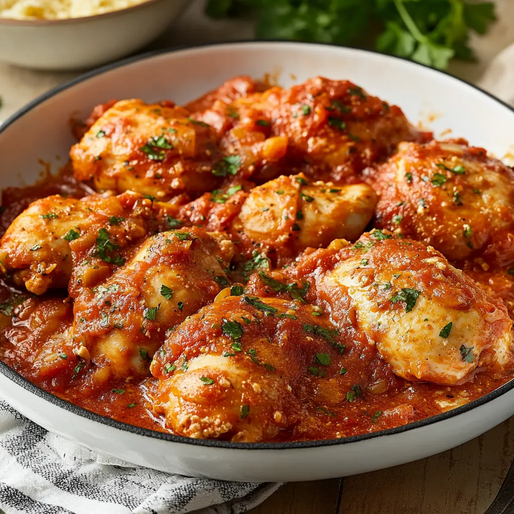 Piatti di pollo con salsa rossa.