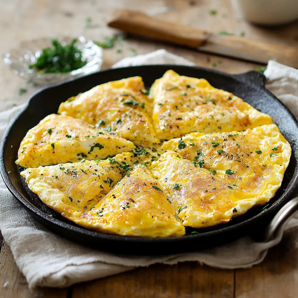 Quattro pezzi di frittata in una tazza.