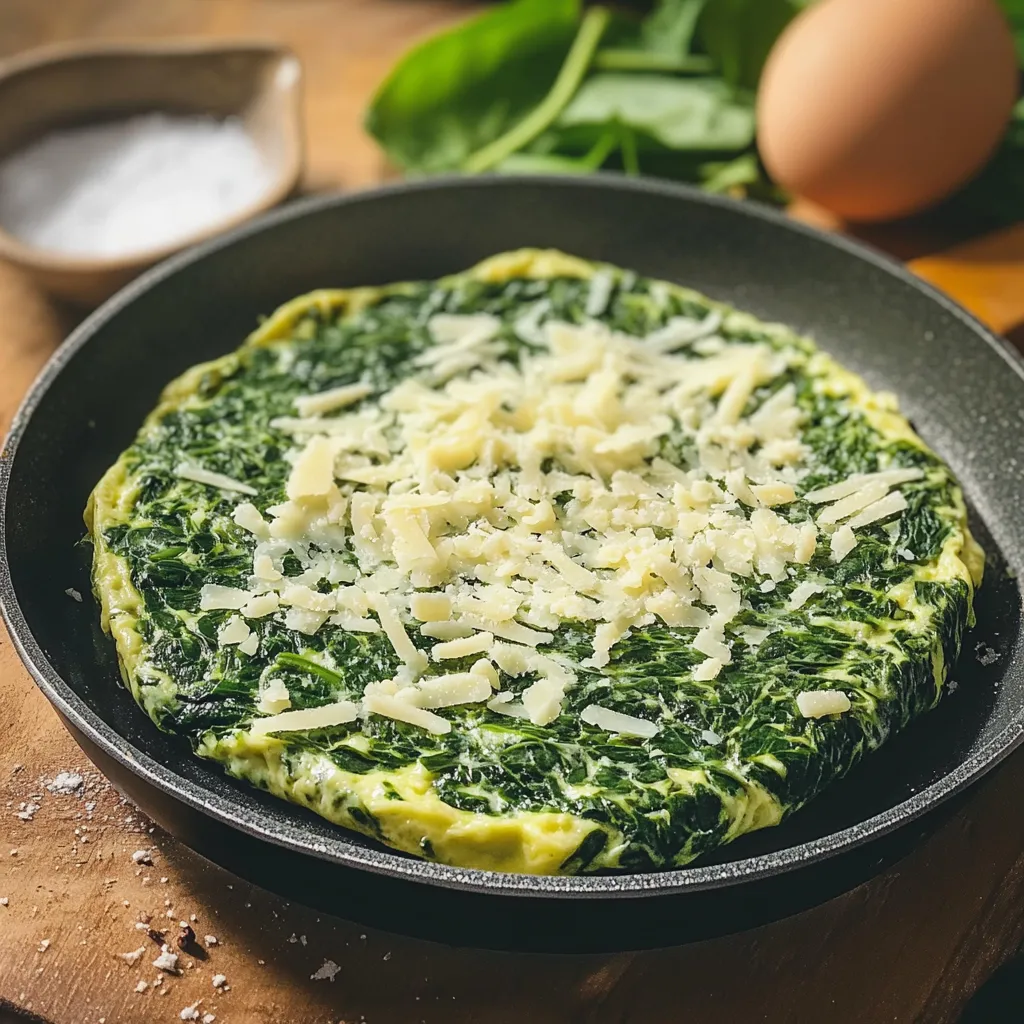 Deliziosa frittata di spinaci e parmigiano.