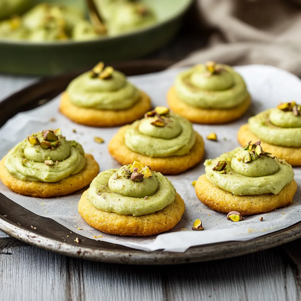Deliziosi biscotti con crema e pistacchi.