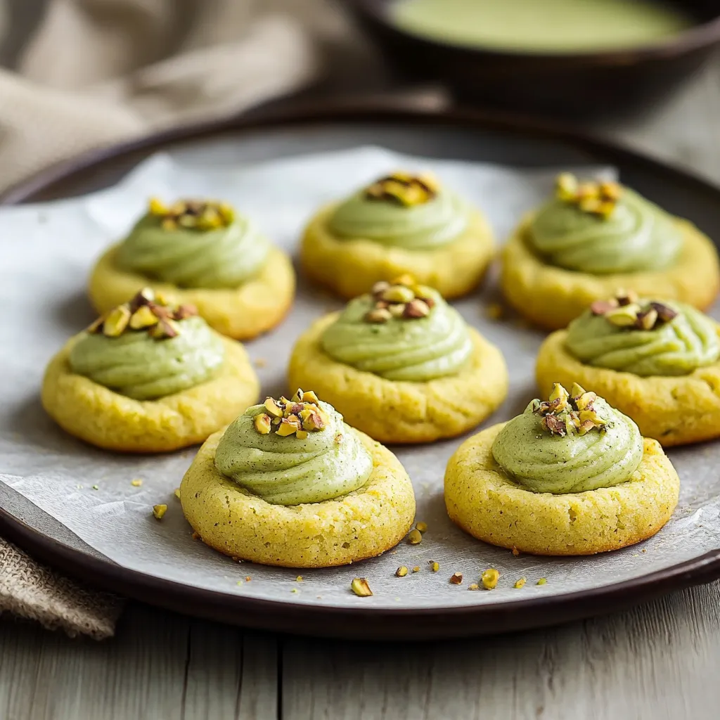 Un piatto di biscotti con crema verde.