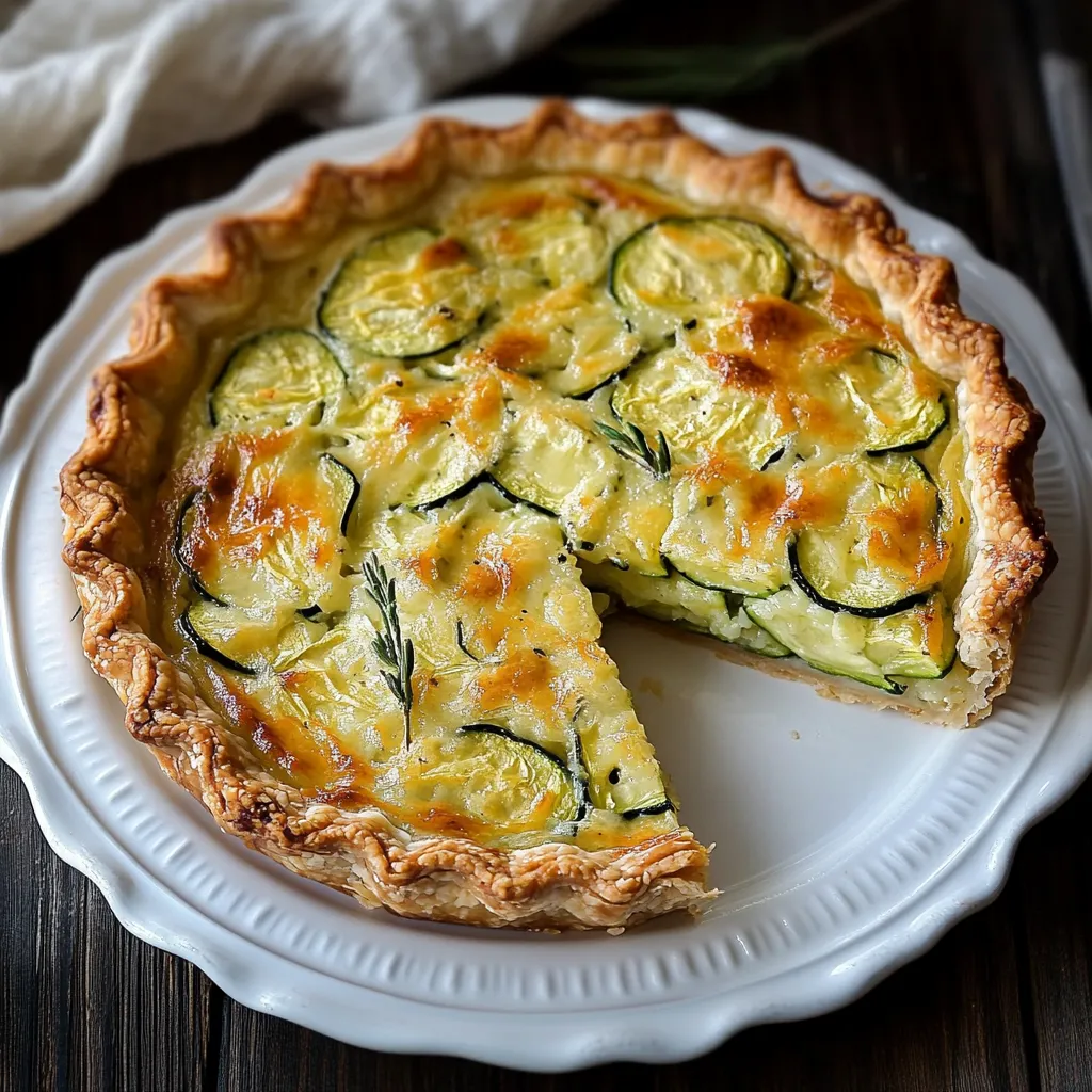 Una torta con zucchini e formaggio.
