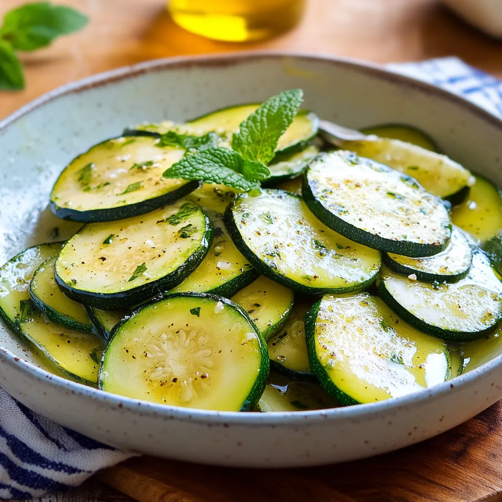 Ciotola con zucchine fresche condite.