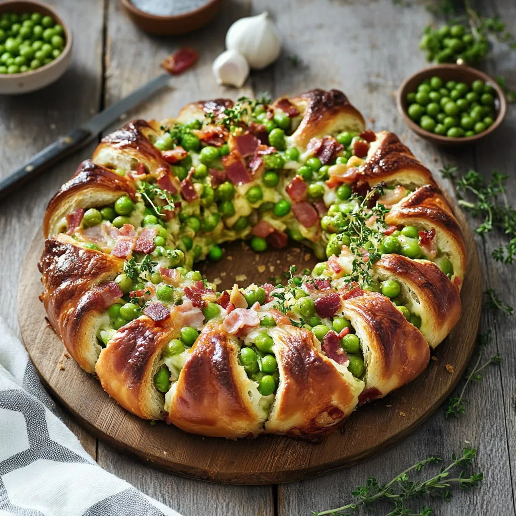 Un piatto di pizza con verdure e prosciutto.