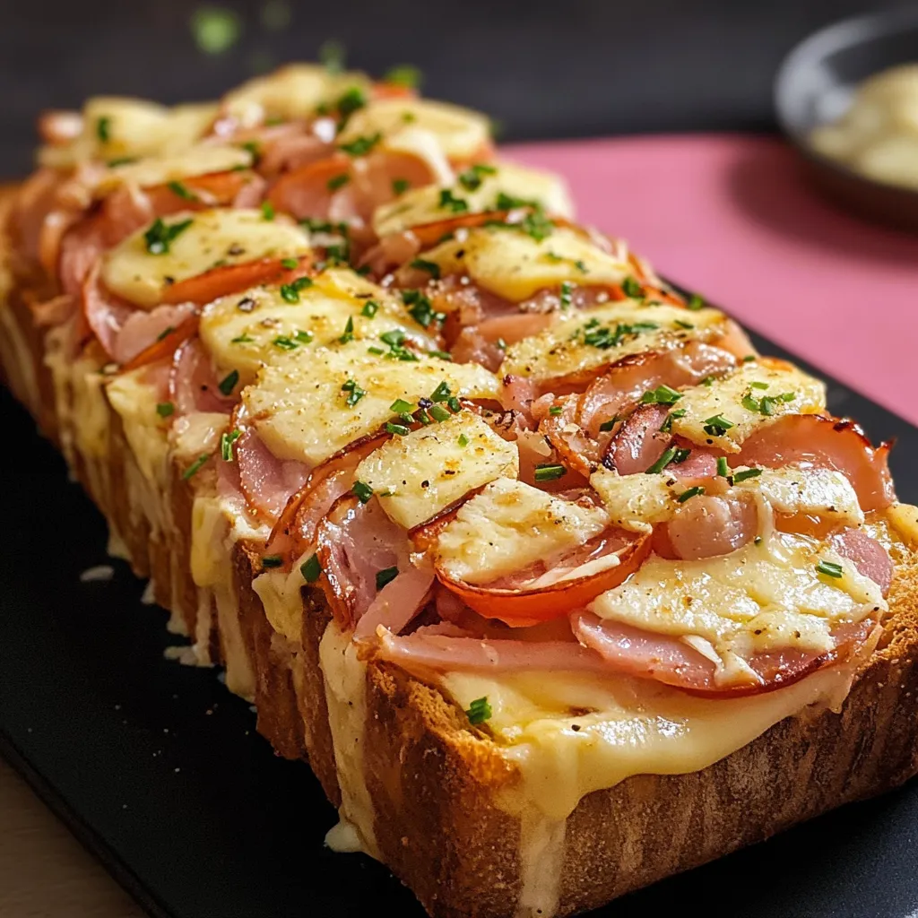 Un panino con prosciutto, formaggio e pomodori.