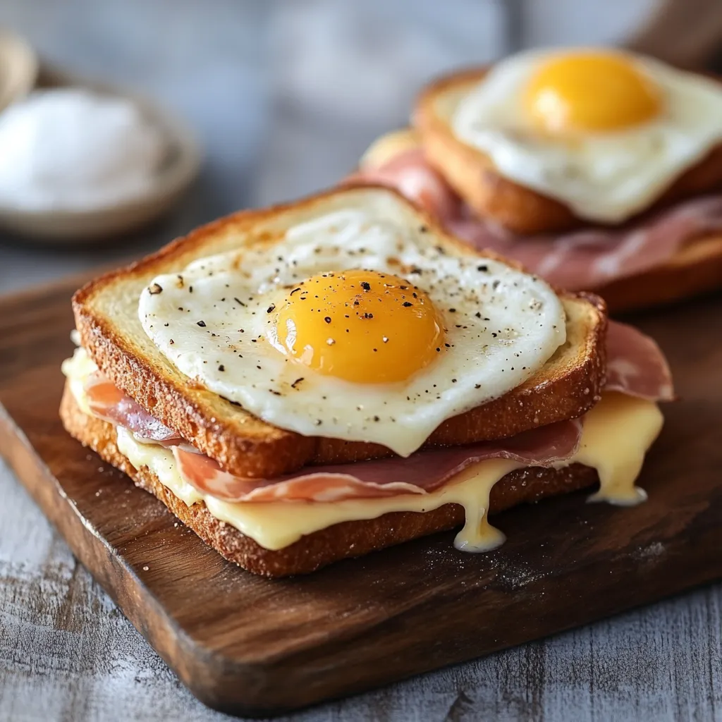 Due toast con uova e salame.