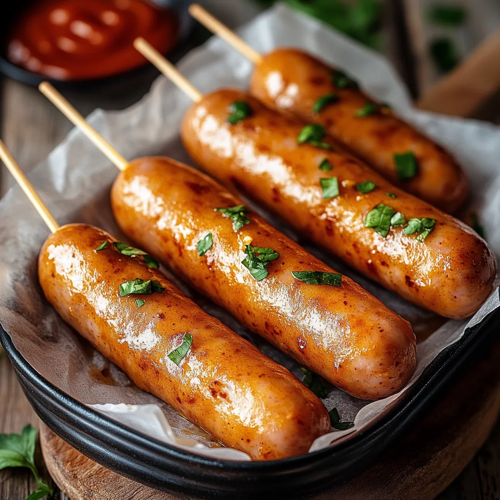 Spiedini di würstel impanati con ketchup.
