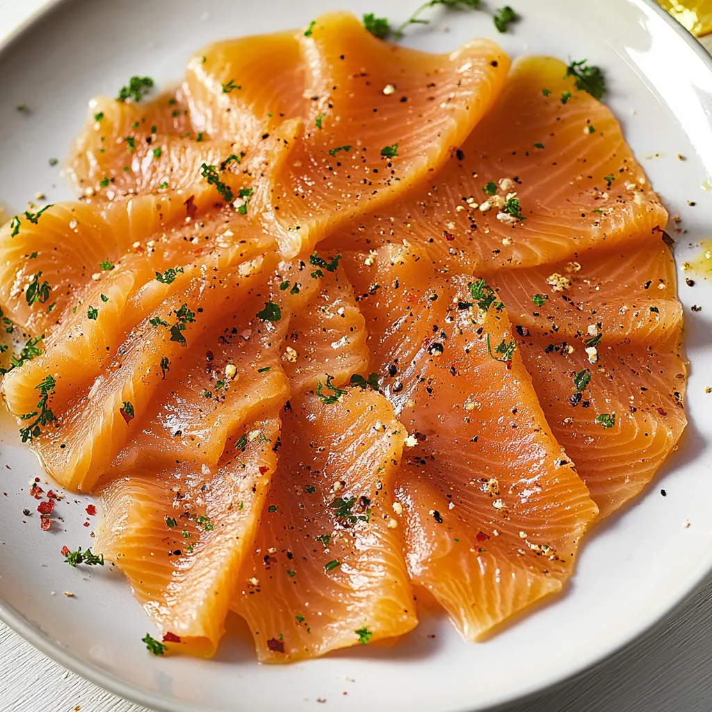 Fette di salmone con peperoncino e prezzemolo.