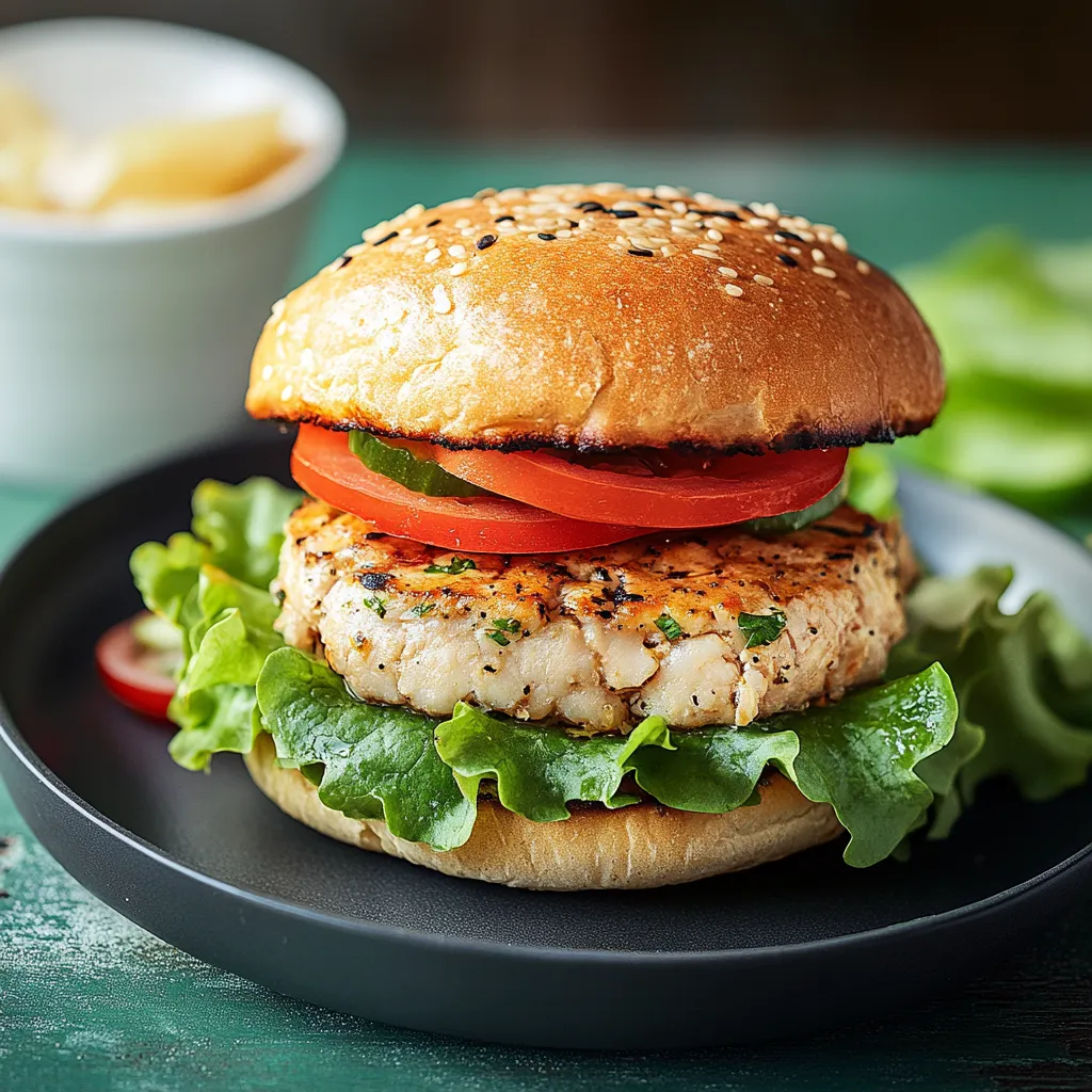Una fetta di hamburger con lattuga e pomodoro.