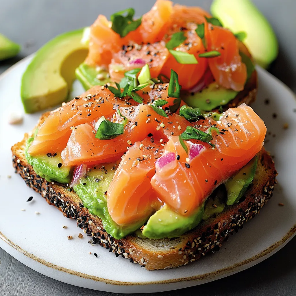 Un tostone con salmone e avocado.