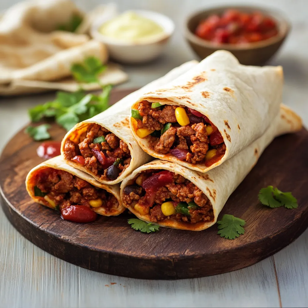 Un taco farcito con carne e verdure sul piatto.