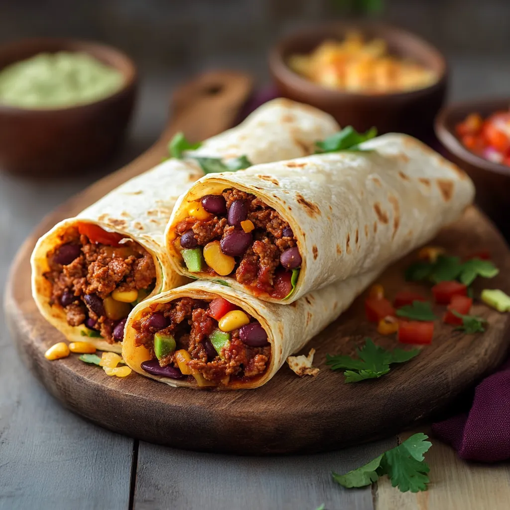 Tortillas ripiene con salsa al peperoncino e aglio.