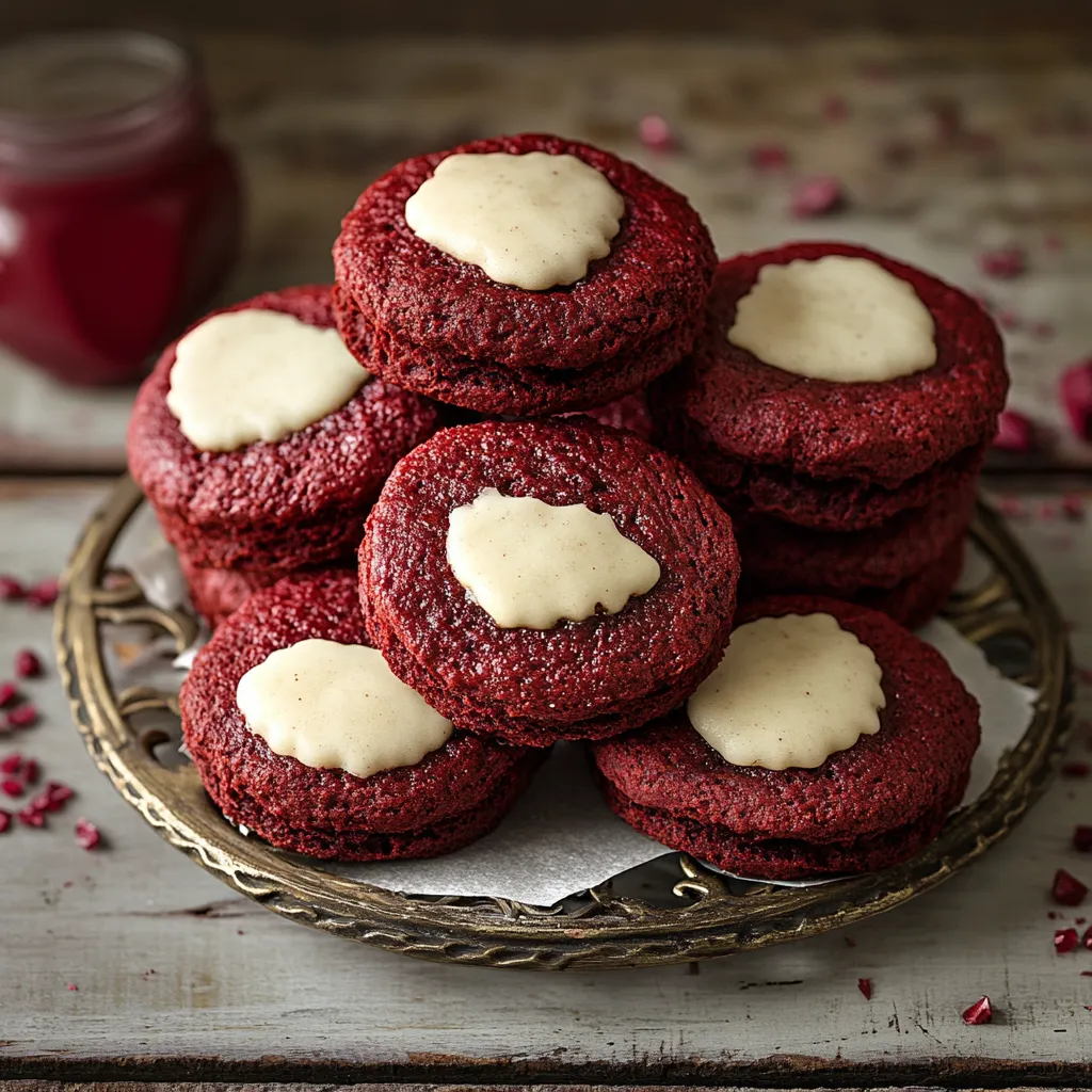 Tavolo imbandito con biscotti a forma di cuore, crema e maraschino.