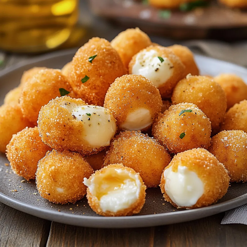 Mozzarelline fritte e patate dolci su un piatto.