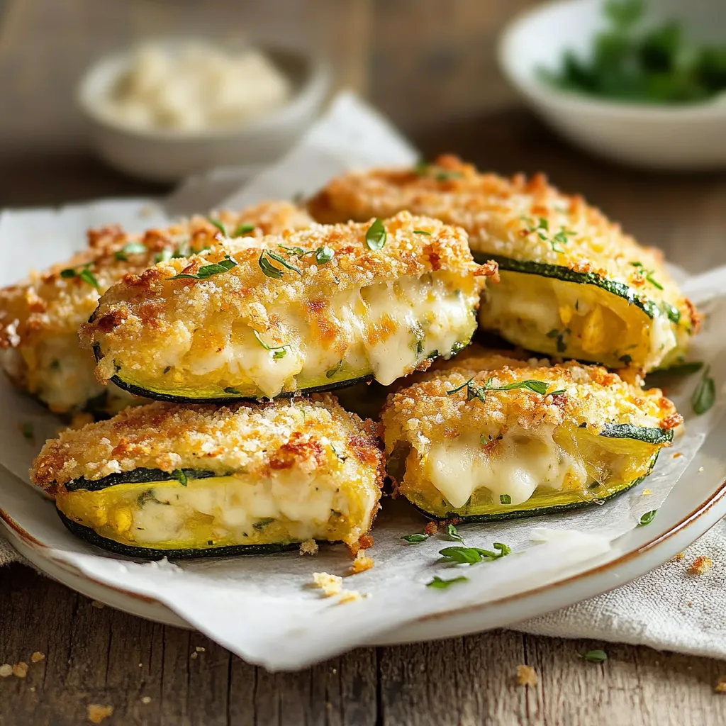 Fette di zucchine croccanti con delizioso formaggio filante.
