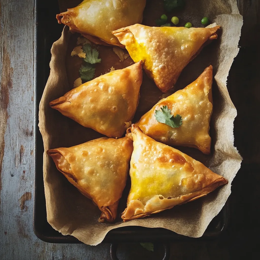 Quattro triangoli imbottiti con formaggio e peperoni.