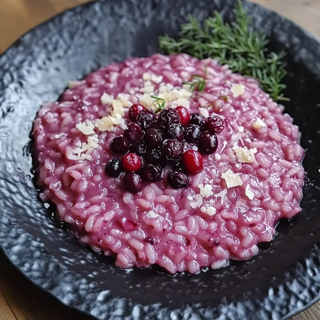 Risotto con mirtilli, frutta e semi.