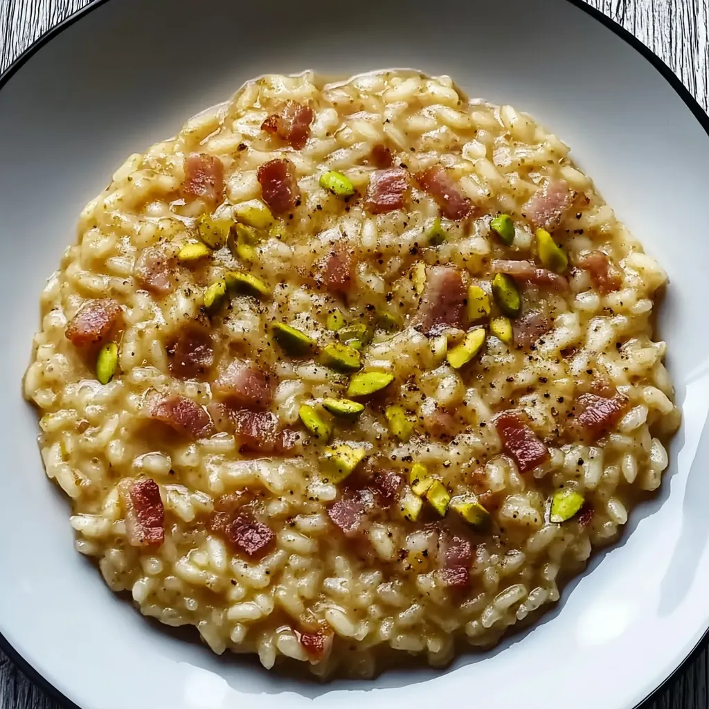 Riso con bacon e noci.
