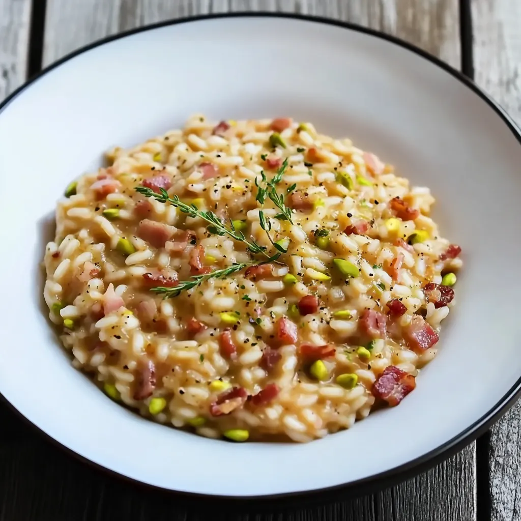 Riso con pancetta ed erbe.