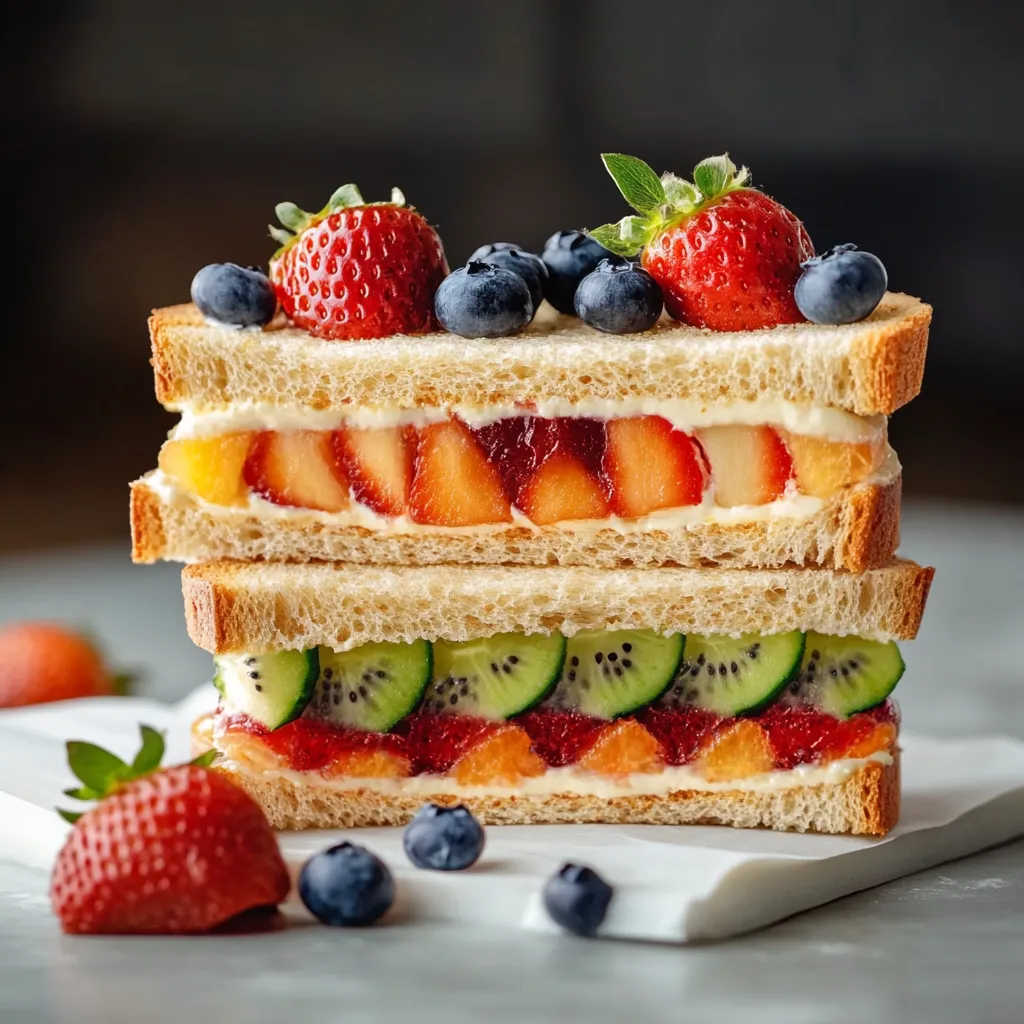 Un panino pieno di frutta e crema.