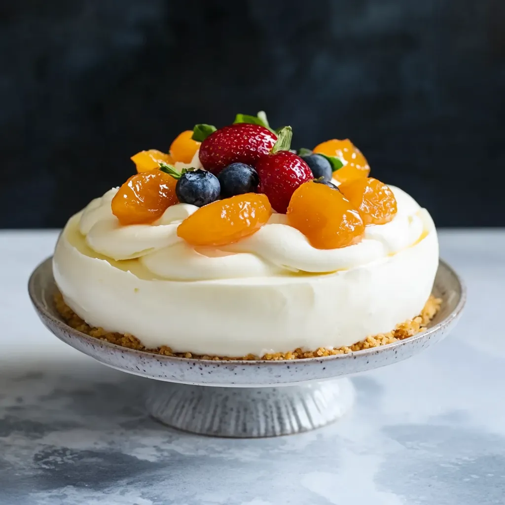 Un dessert di frutta e crema su un piatto elegante.