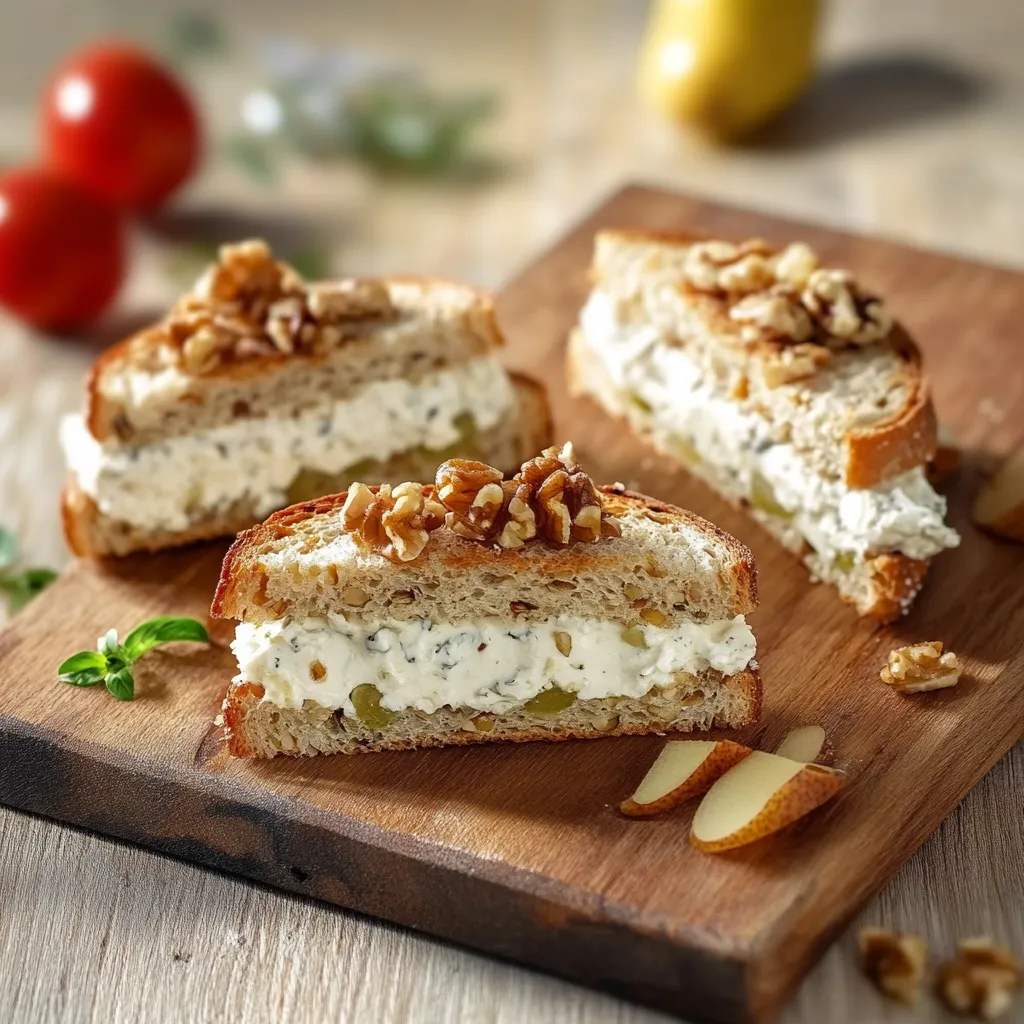 Panini piccoli con crema frullata e noci.