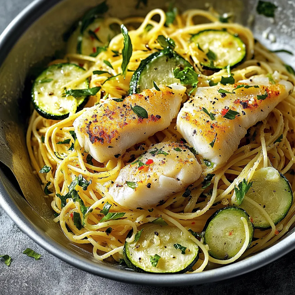 Pasta di mare con verdure.