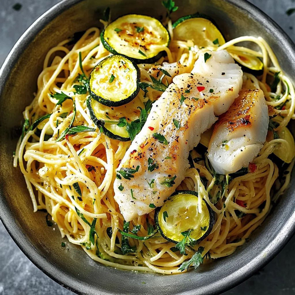 Pasta di mare con verdure.
