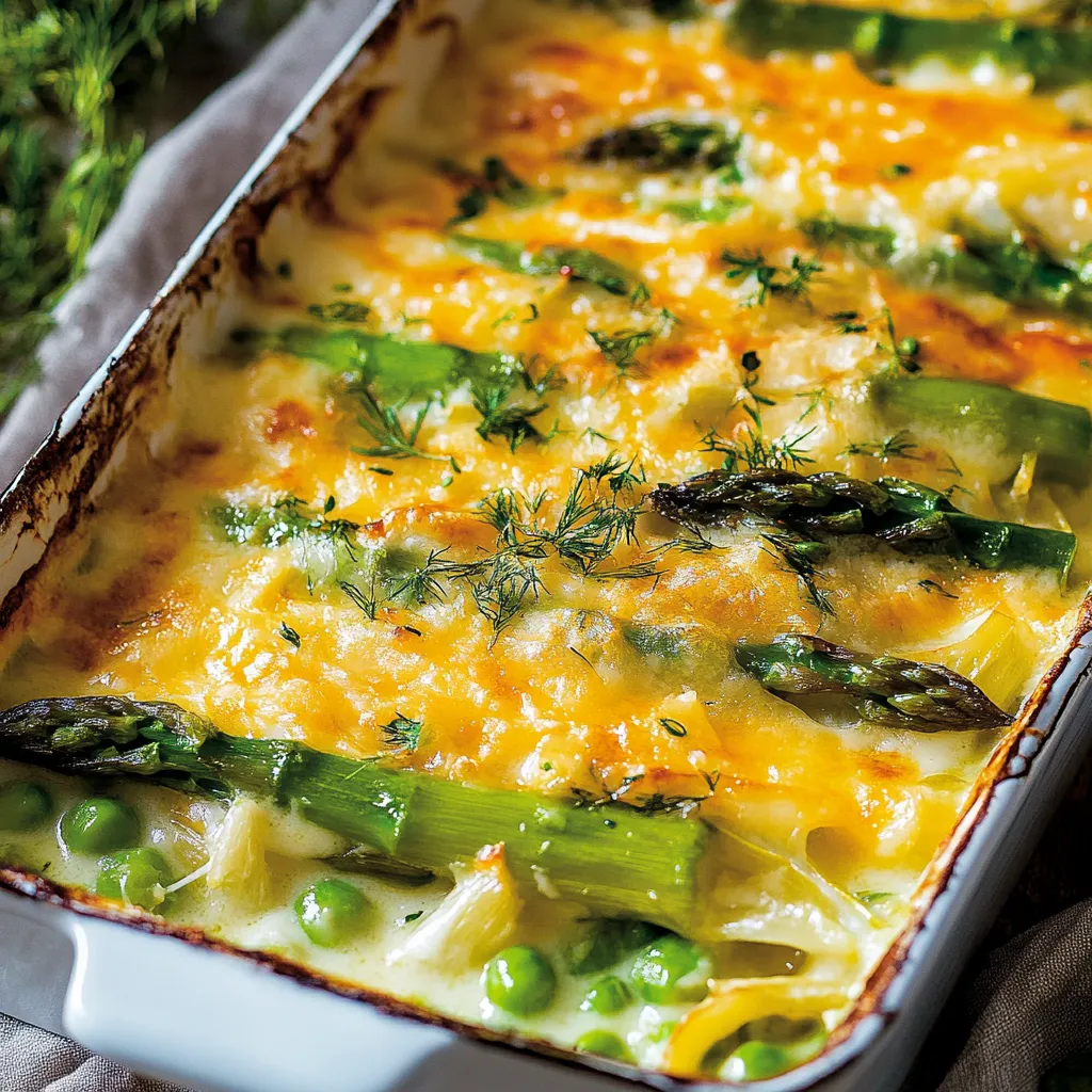 Una pasta cremosa con verdure verdi e tanto formaggio filante.