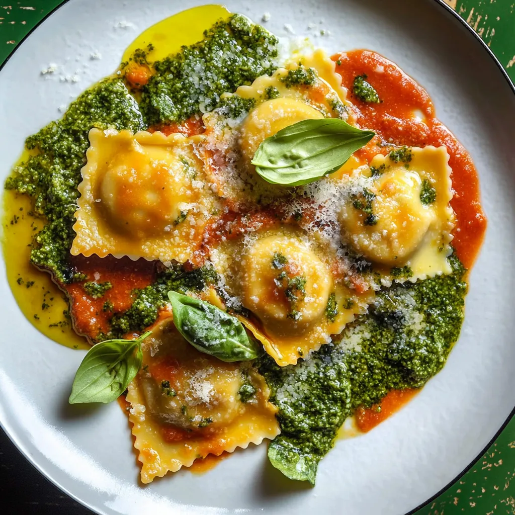 Pasta colorata con verdure e formaggio.