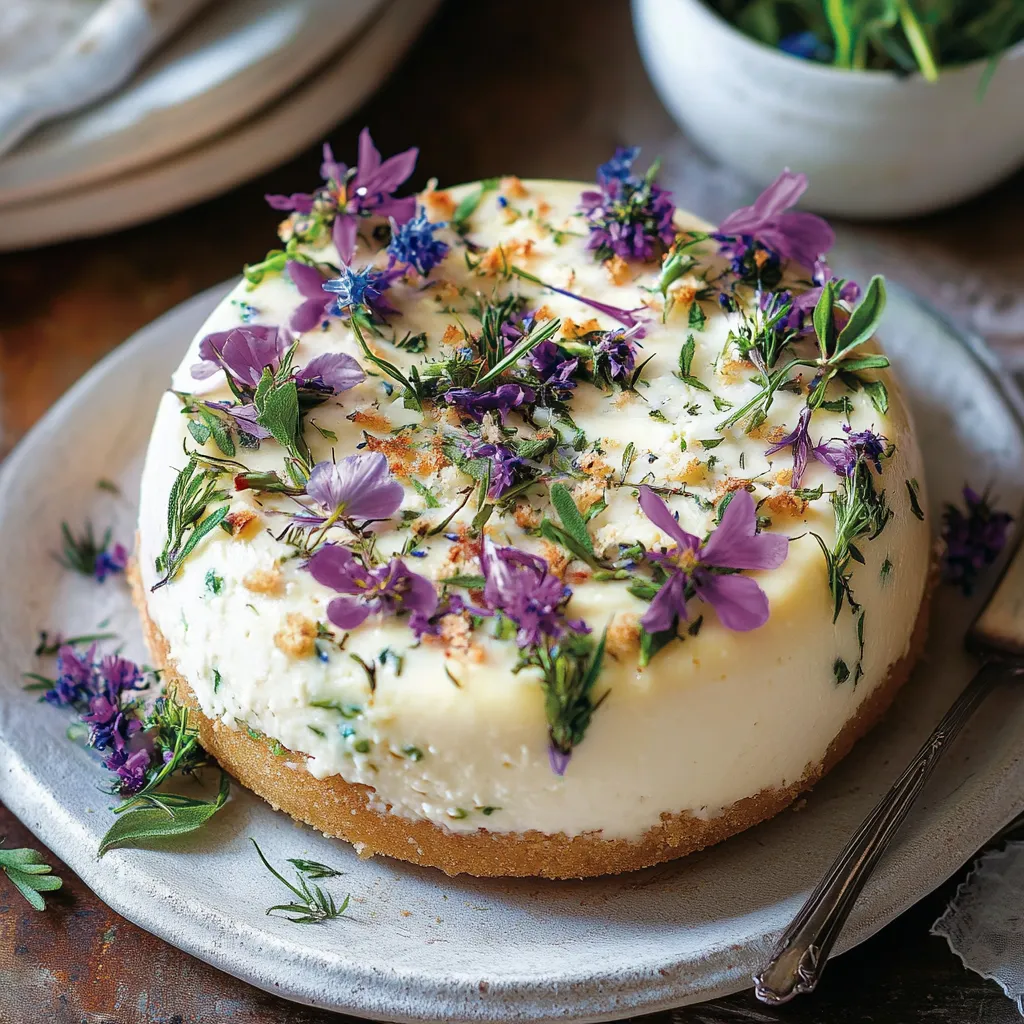 Torta con frutta e erbe fresche.
