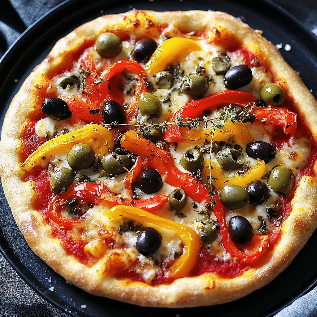 Pizza con peperoni, olive e pomodoro.