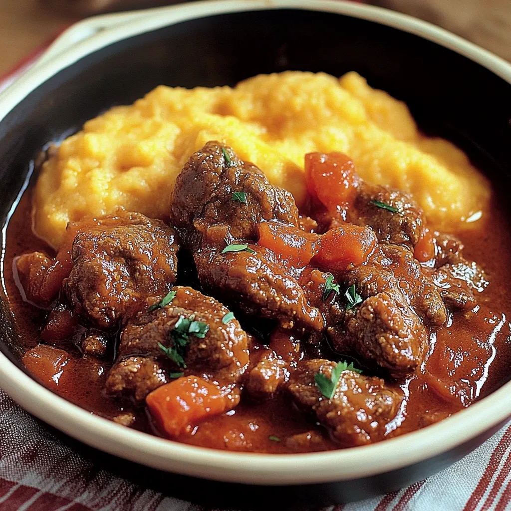 Ciotola con pasta e carne insieme.