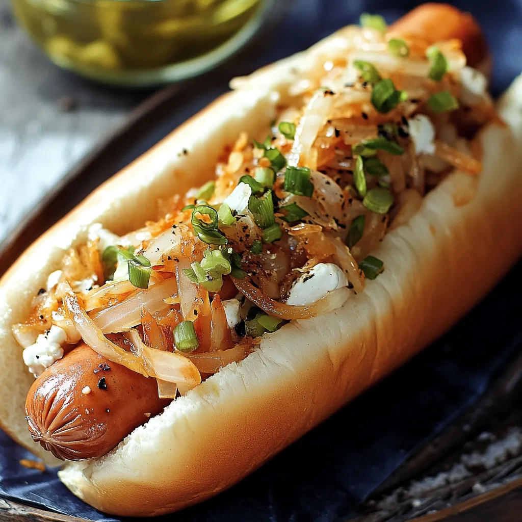 Hot dog con patate e peperoncini.