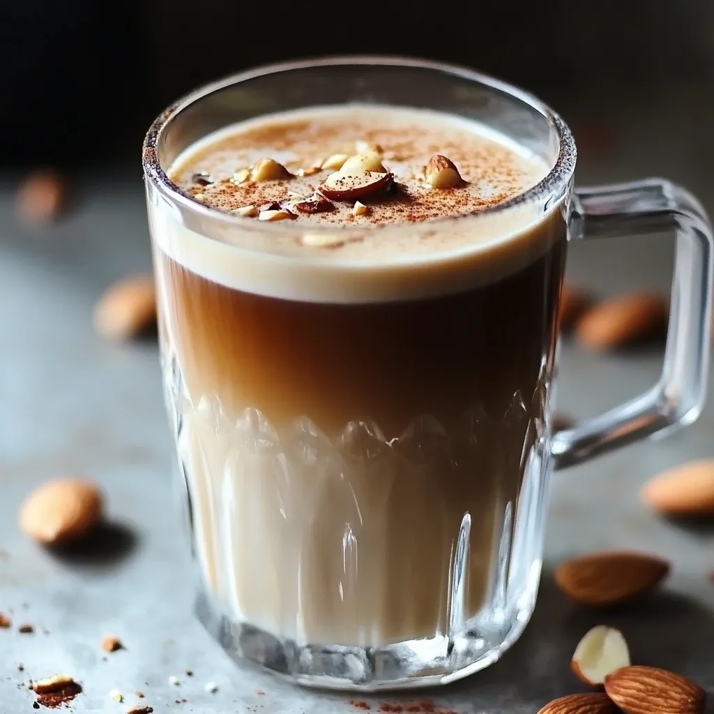 Bicchiere pieno di caffè e nocciole.