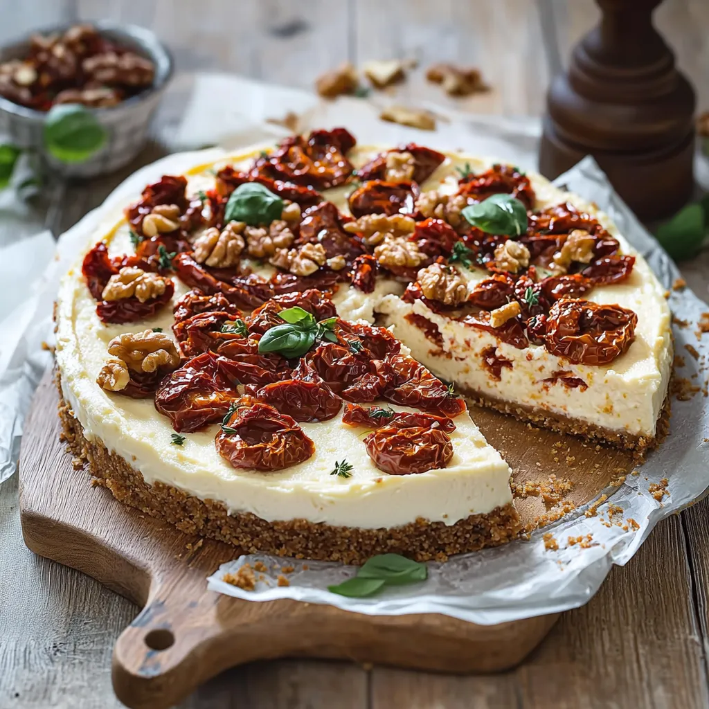 Torta cremosa con granella di noci e spinaci verdi.