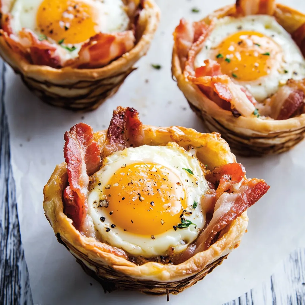 Due contenitori con pancetta e uova.