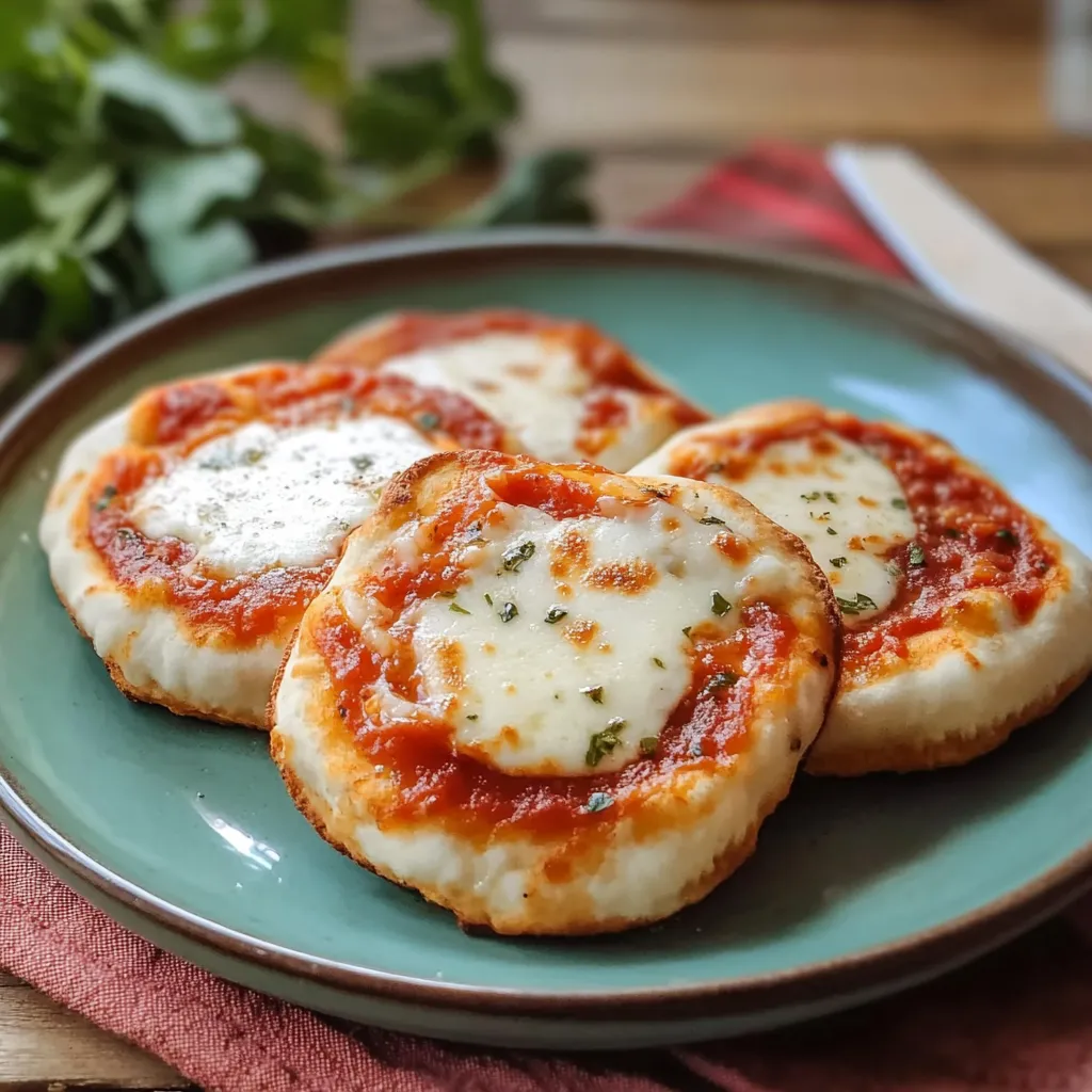 Mini pizze con mozzarella e salsa al pomodoro.