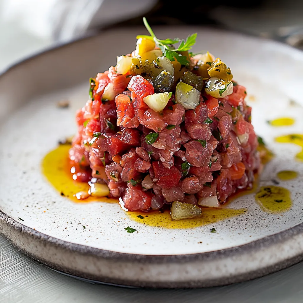 Carne con verdure fresche e un filo d’olio.