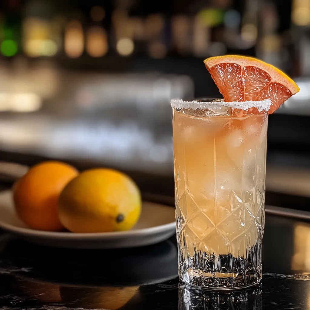 Una coppa con vodka e limone decorato.
