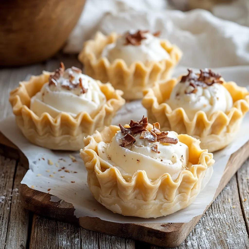 Quattro coppette di crema con riccioli di cacao.