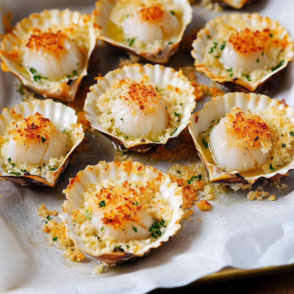 Capesante già cotte con erbe fresche e dadini di peperoncino.