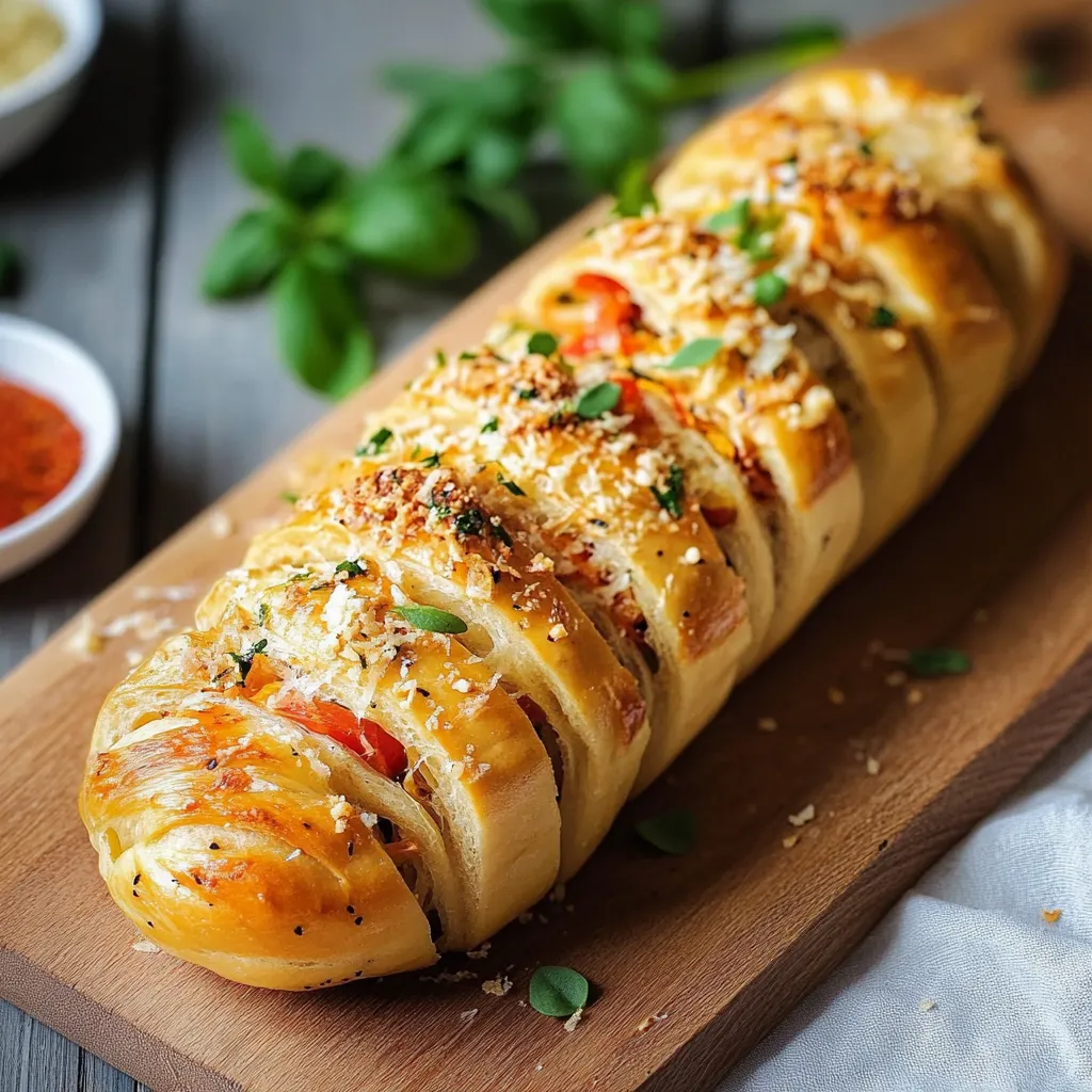 Pane farcito con formaggio e verdure.