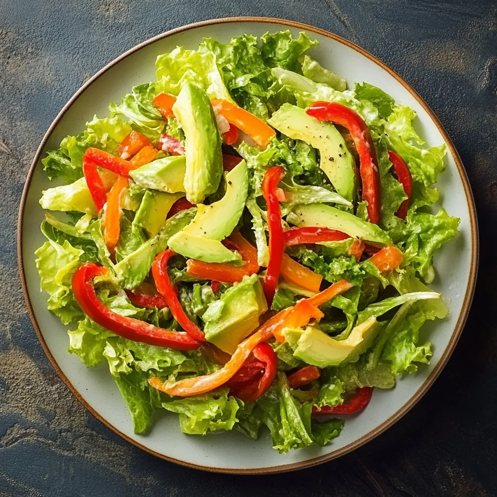 Tavola imbandita con insalata di lattuga e peperoni.